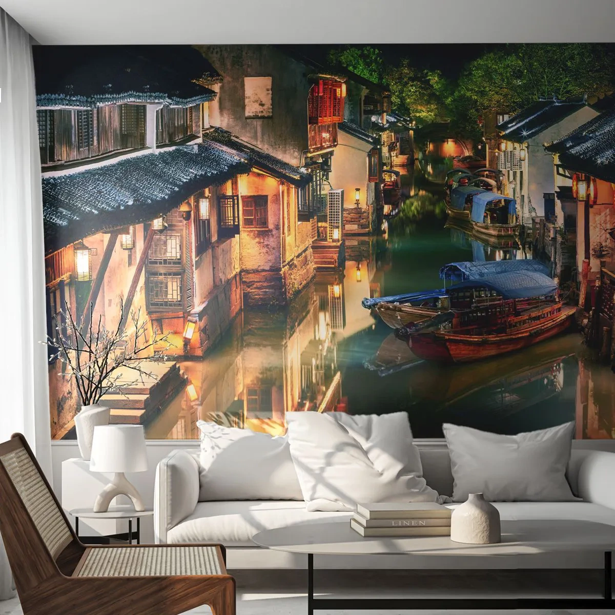 Fotomurali Premium Canvas - Sera in una via cinese - Paesaggio, Città, Asia - 250x175 cm