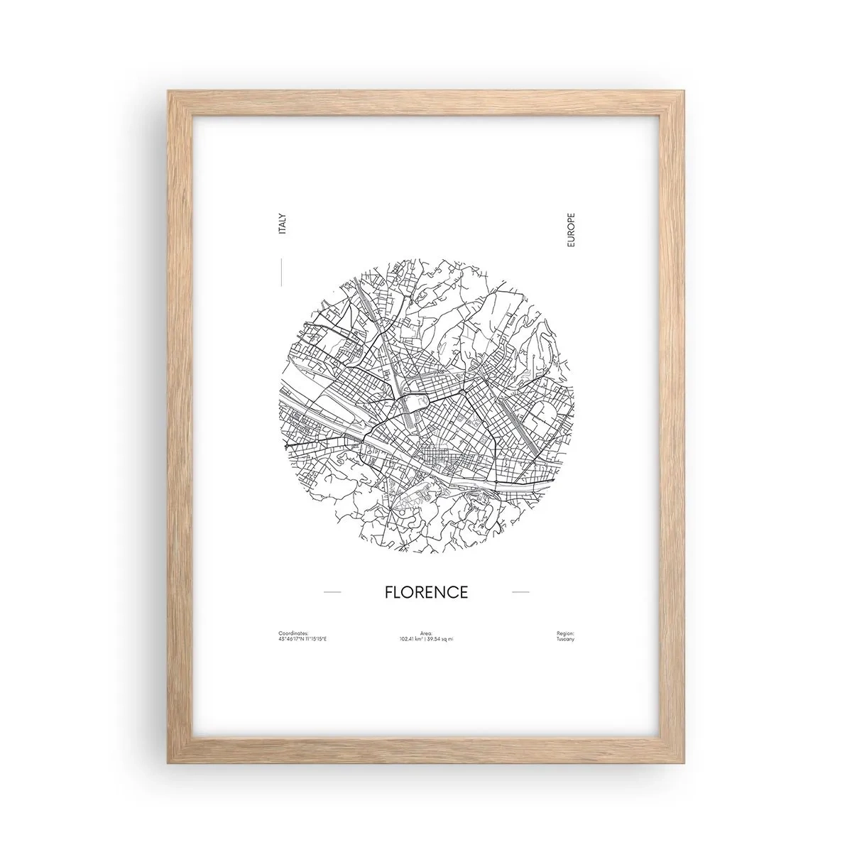 Poster in cornice rovere chiaro - Anatomia di Firenze - 30x40 cm