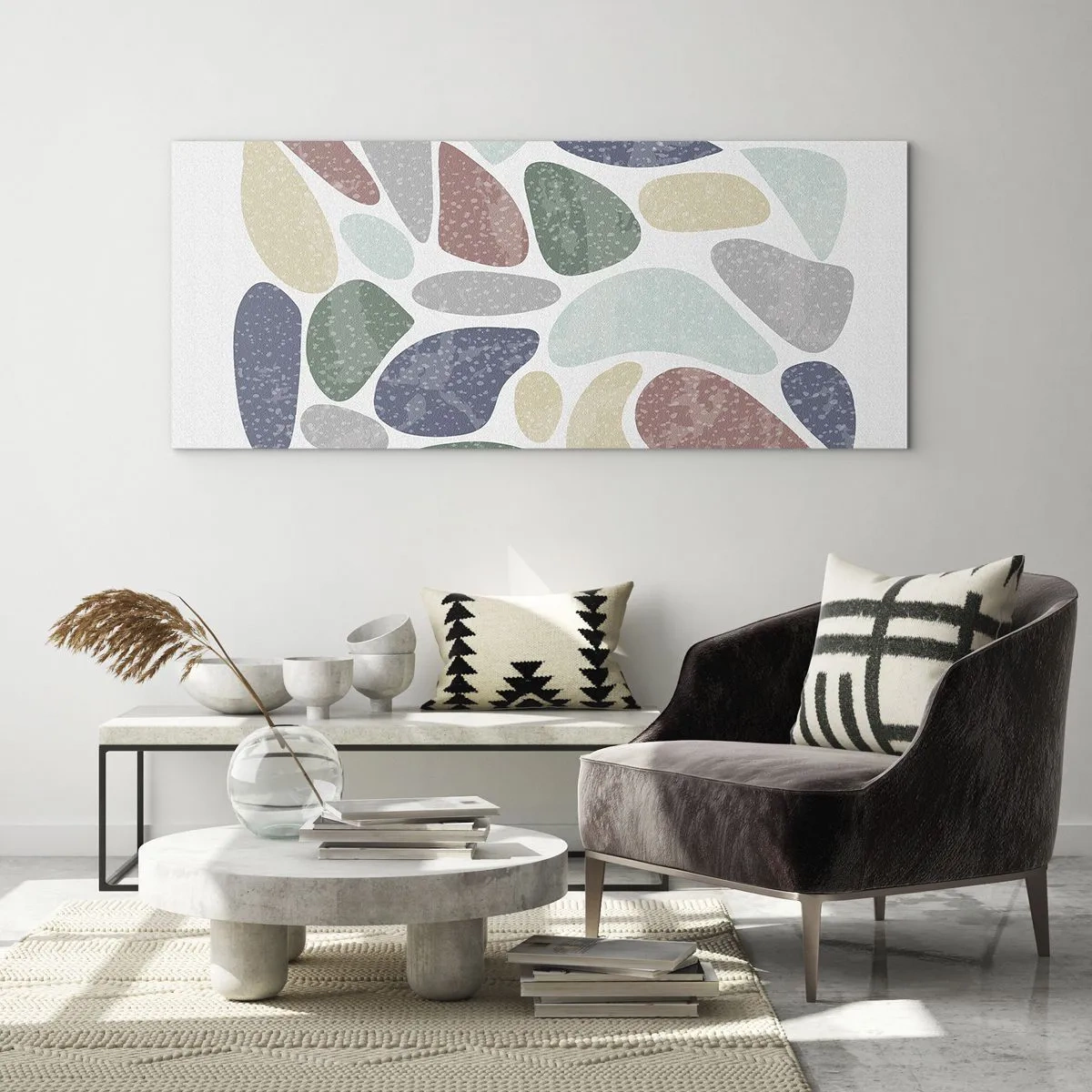 Quadro su vetro - Mosaico di colori incipriati - 100x40 cm