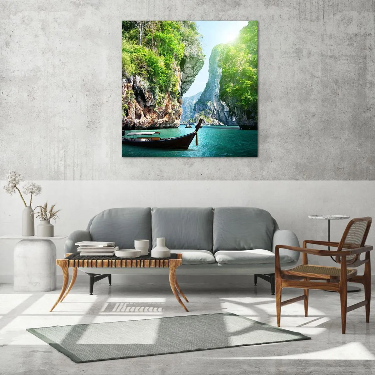 Quadro su vetro - Invito a un viaggio esotico - 40x40 cm