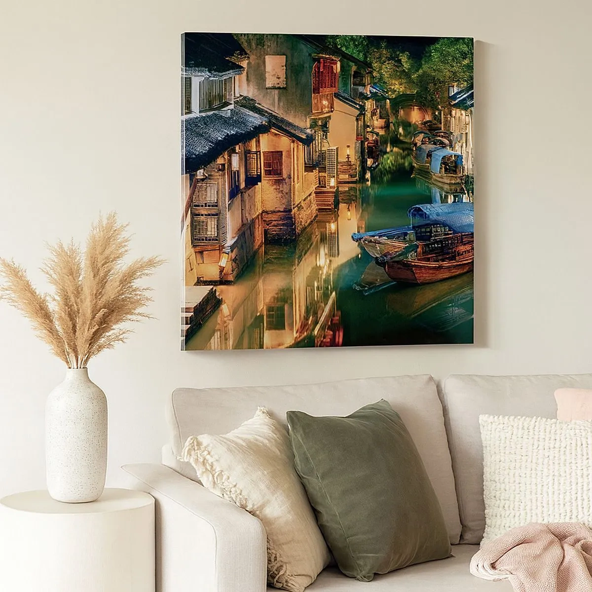 Quadro su tela - Stampe su Tela - Sera in una via cinese - 30x30 cm