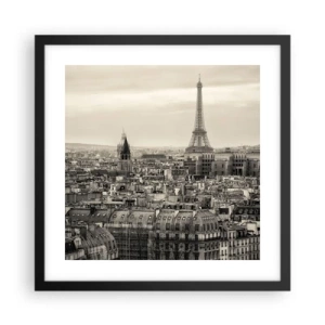 Poster in cornice nera - Sui tetti di Parigi - 40x40 cm