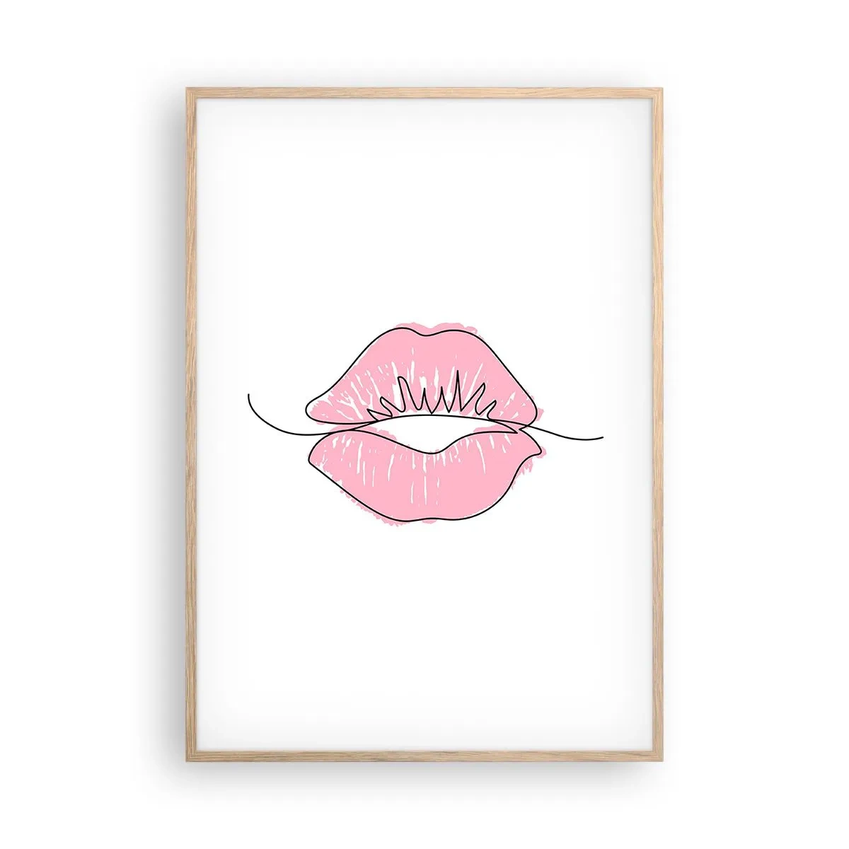 Poster in cornice rovere chiaro - Pronti al bacio? - 70x100 cm