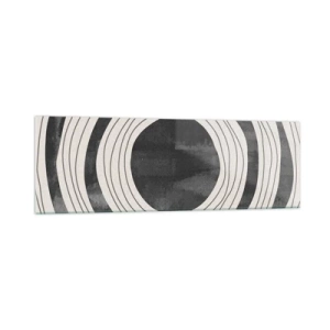 Quadro su vetro - Cerchi concentrici bianchi e neri su sfondo chiaro - 160x50cm - Proprio al centro - Decorazione murale moderna per soggiorno e camera da letto ARTTOR