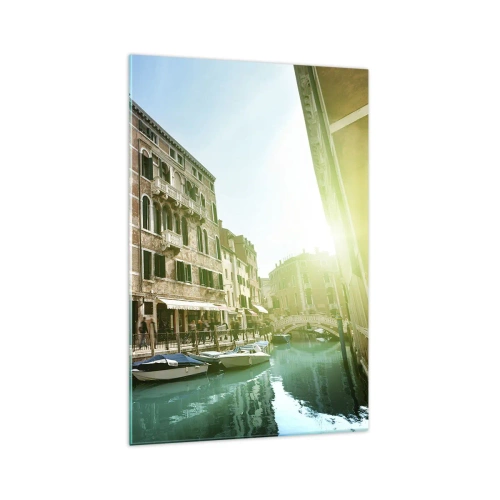Quadro su vetro - Ponte e canale di Venezia con architettura storica - 70x100cm - Venezia, Amore Mio - Decorazione murale moderna per soggiorno e camera da letto ARTTOR