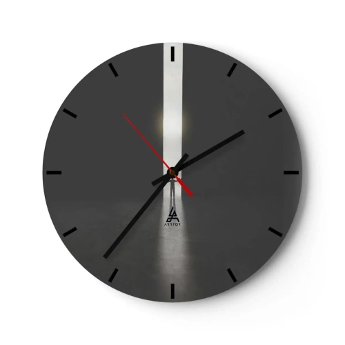 Orologio da parete - Orologio in Vetro - La sagoma di un uomo in uno spazio luminoso in uno spazio buio - 30x30cm - Un passo verso un chiaro futuro - Decorazione murale moderna per soggiorno, cucina e camera da letto ARTTOR