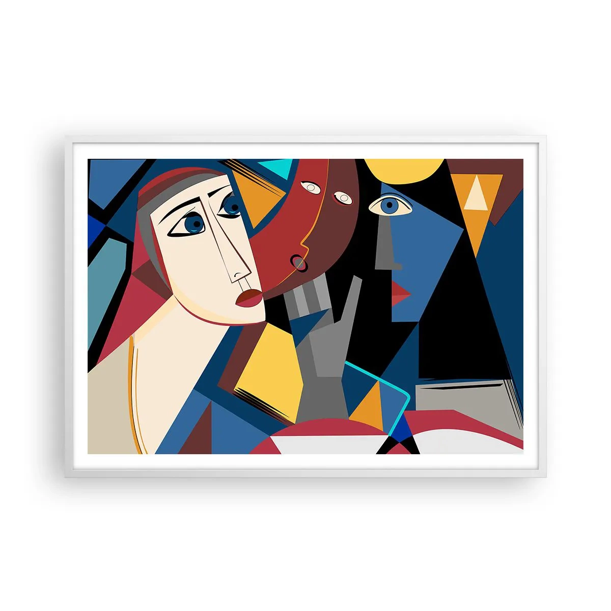 Poster in cornice bianca - Dialogo di cubisti - 100x70 cm
