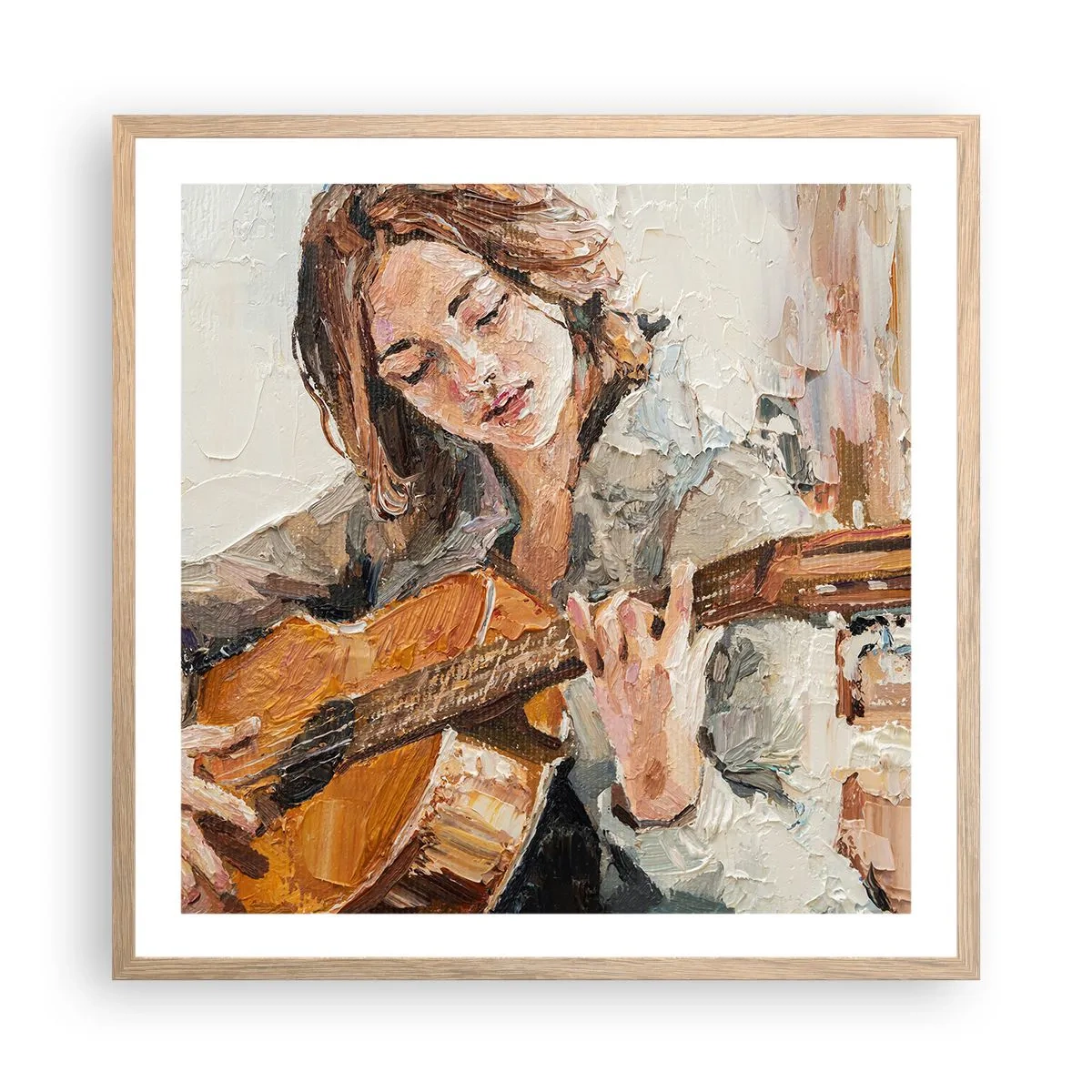 Poster in cornice rovere chiaro - Concerto per chitarra e cuore di ragazza - 60x60 cm