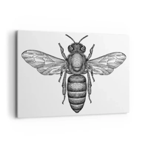 Quadro su tela - Stampe su Tela - Un motivo a forma di ape in stile cartone animato su sfondo bianco, in stile minimalista. - 120x80cm - Ritratto d'insetto - Decorazione murale moderna per soggiorno e camera da letto ARTTOR