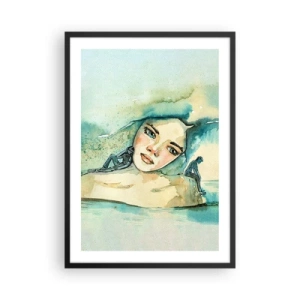 Poster in cornice nera - Ritratto di una donna in stile acquerello artistico - 50x70cm - Am I blue? - Decorazione murale moderna per soggiorno e camera da letto ARTTOR