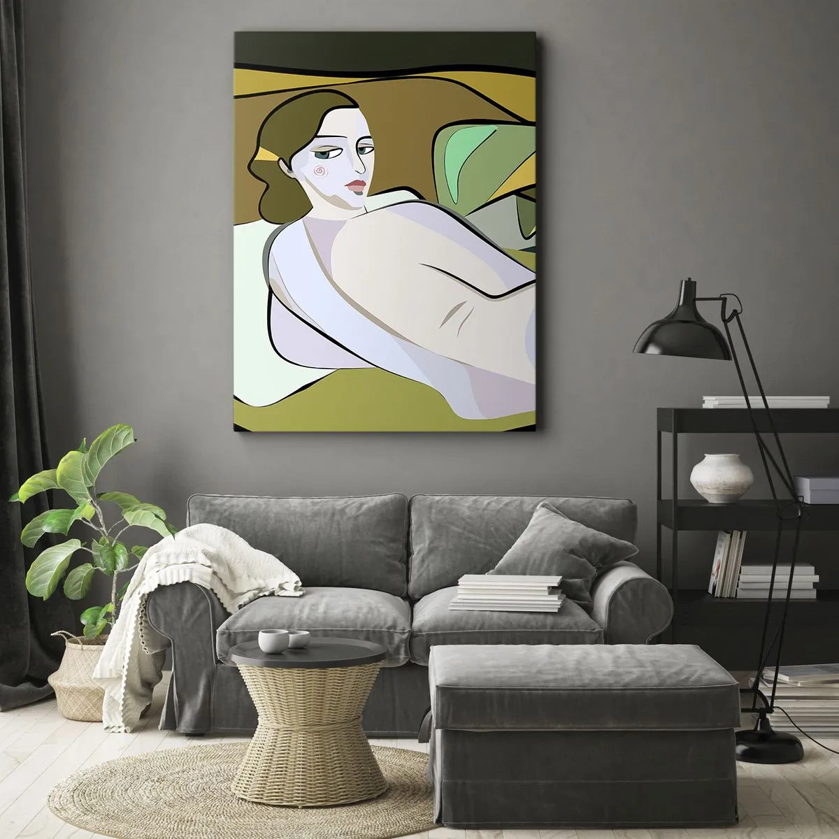 Quadro su tela - Stampe su Tela - Figura astratta in stile moderno - 70x100cm - Ritratto intimo - Decorazione murale moderna per soggiorno e camera da letto ARTTOR