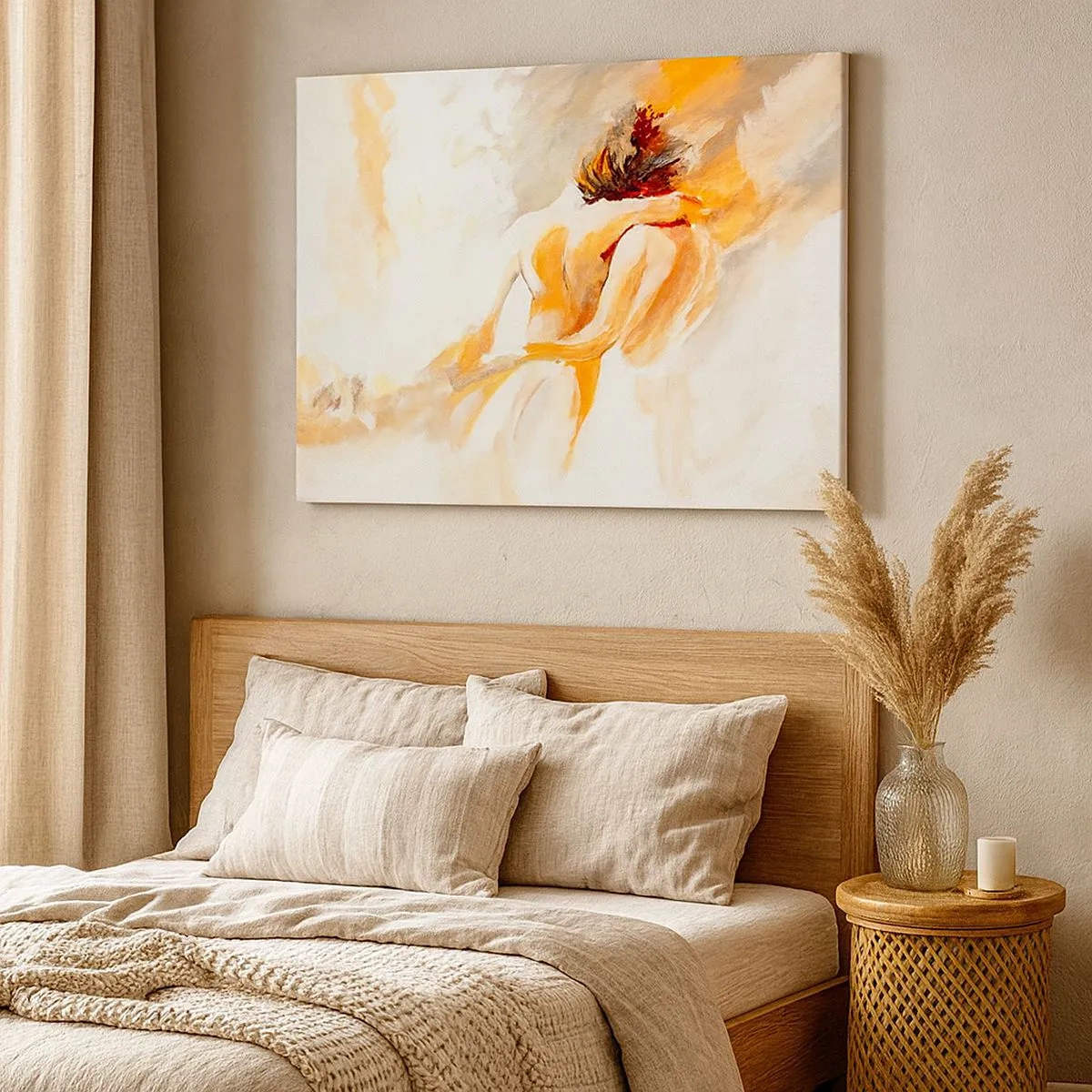 Quadro su tela - Stampe su Tela - Scena astratta di un abbraccio romantico - 70x50cm - Nel cielo dell'intimità - Decorazione murale moderna per soggiorno e camera da letto ARTTOR