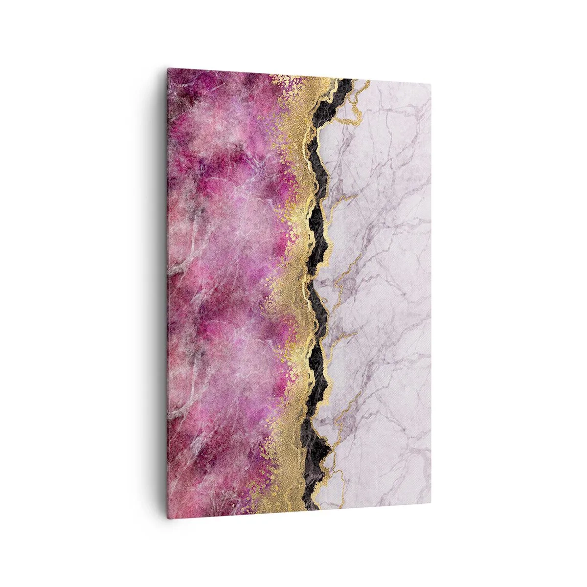 Quadro su tela - Stampe su Tela - Marmo astratto nei toni del rosa con accenti dorati - 80x120cm - Sul confine - Decorazione murale moderna per soggiorno e camera da letto ARTTOR