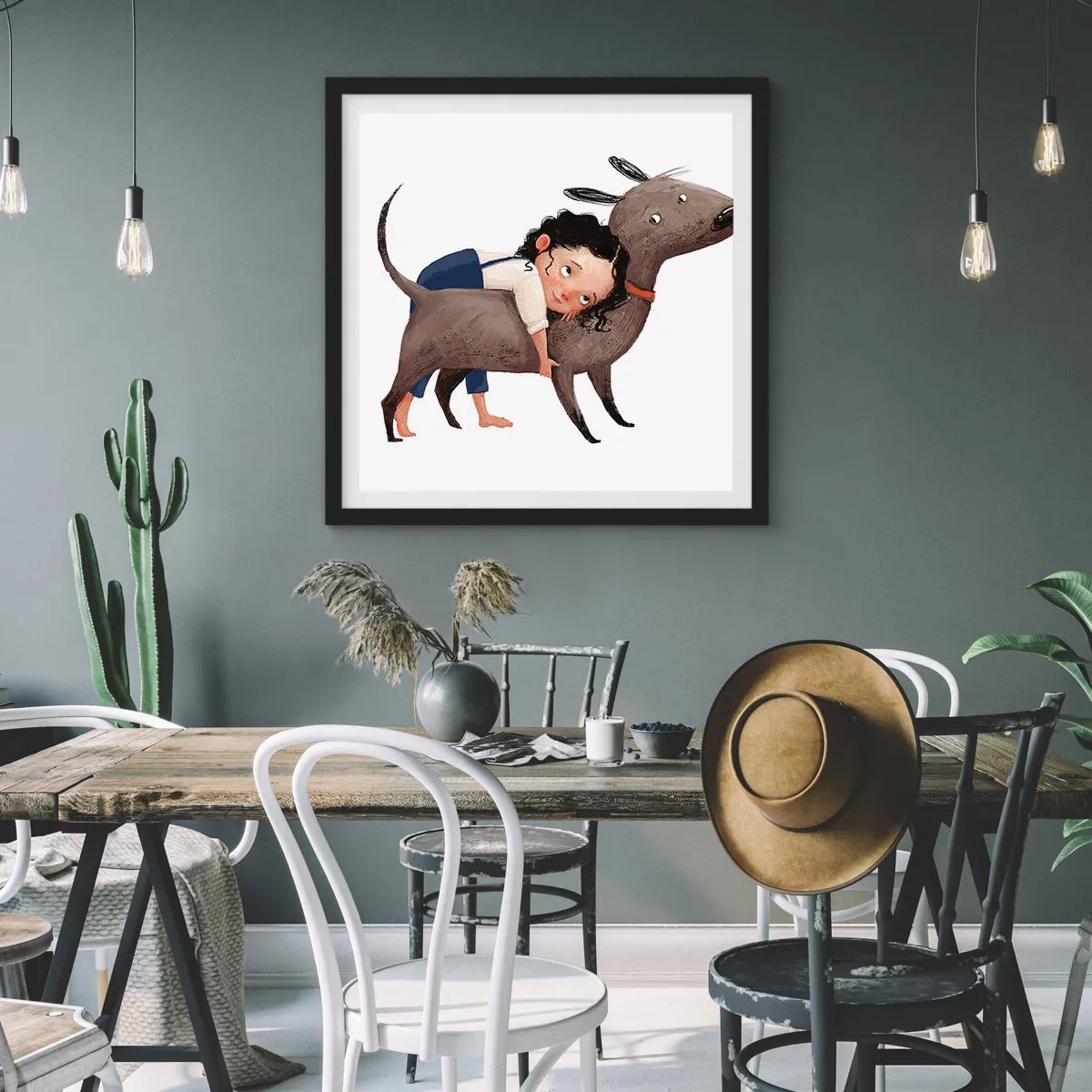 Poster in cornice nera - I migliori amici - 60x60 cm