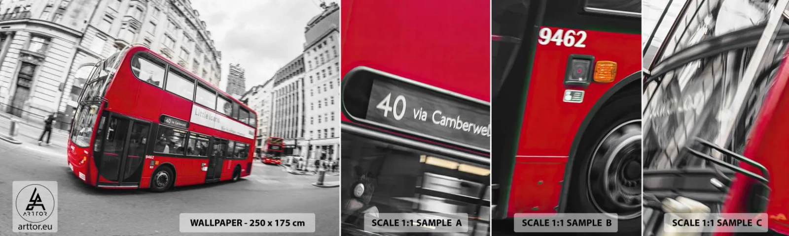 Campione Di Fotomurale Standard Eco - Londra tradizionalmente: by bus - Città, Londra, Autobus rosso - 100x30 cm