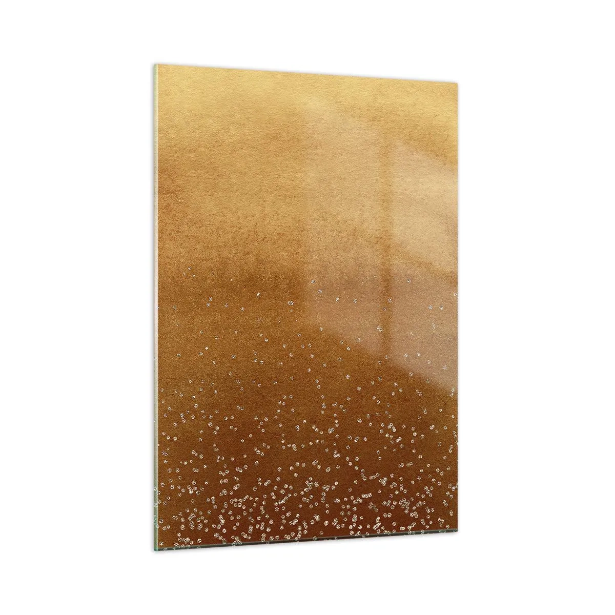 Quadro su vetro - Motivo astratto dorato con riflessi fini - 50x70cm - La nascita della luce - Decorazione murale moderna per soggiorno e camera da letto ARTTOR