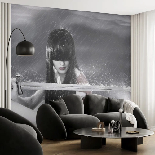 Fotomurali Autoadesivo Deluxe Sticker - Bella e pericolosa - Donna, Spada, Militare - 300x210 cm