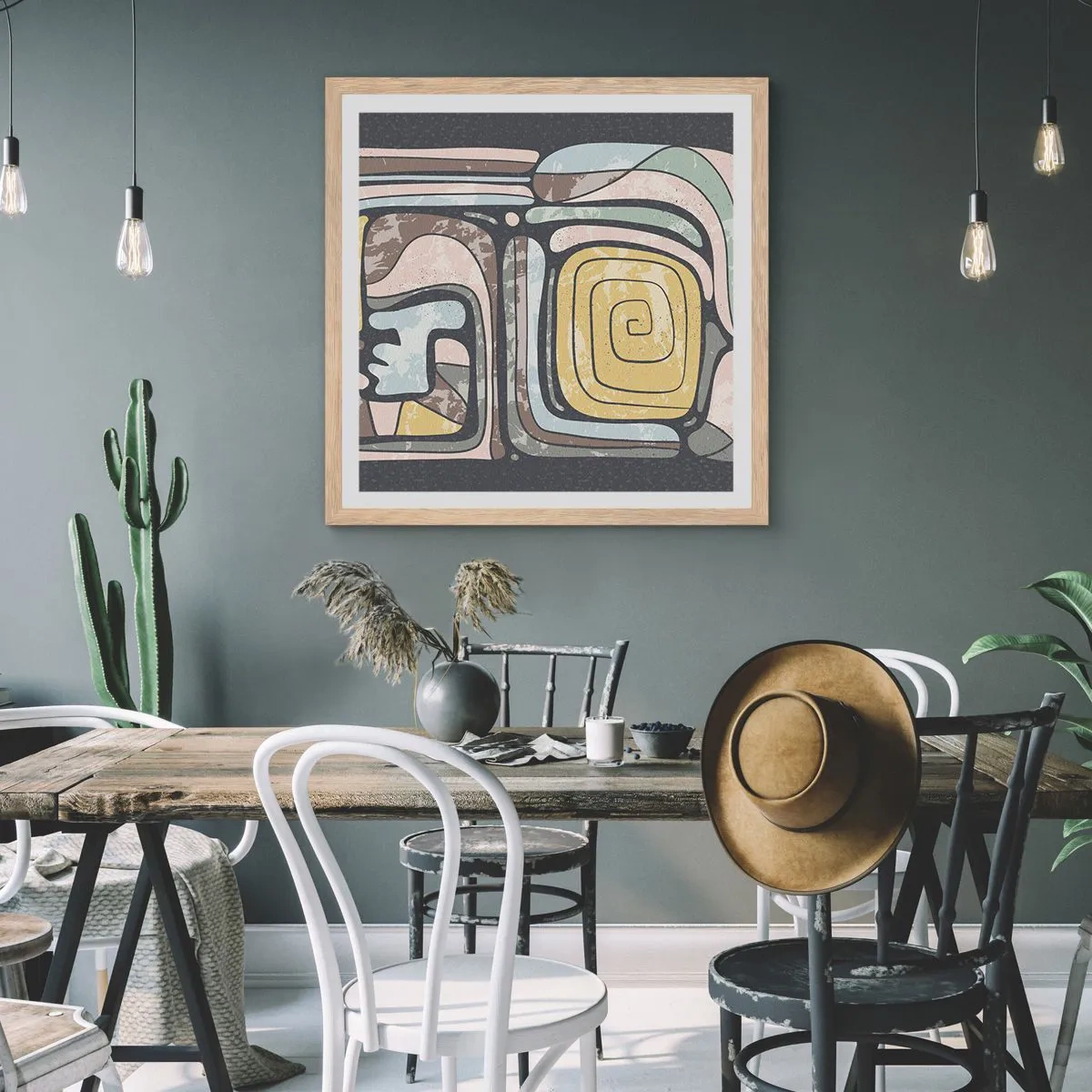 Poster in cornice rovere chiaro - Astrazione in spirito precolombiano - 50x50 cm