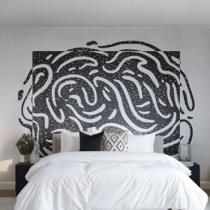 Fotomurali Premium Canvas - Astrazione in bianco e nero in stile geometrico - 100x70cm - Astrazione: la danza della gioia - Decorazione murale moderna per soggiorno e camera da letto ARTTOR