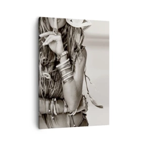 Quadro su tela - Stampe su Tela - Ritratto di una donna boho con gioielli - 50x70cm - Come una ragazza - Decorazione murale moderna per soggiorno e camera da letto ARTTOR