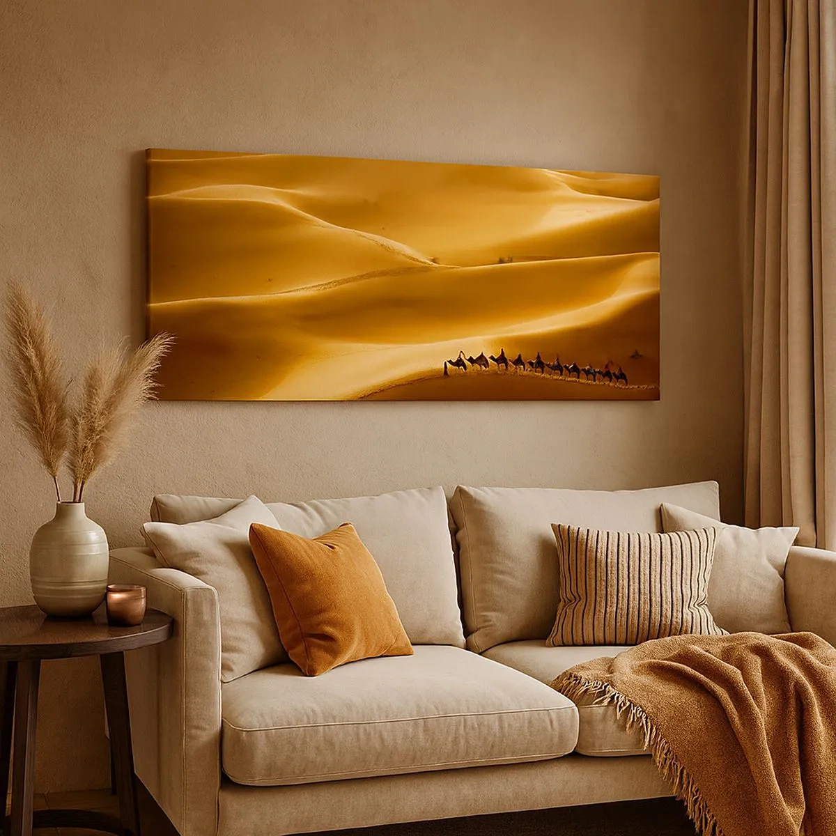 Quadro su tela - Stampe su Tela - La carovana sulle onde del deserto - 100x40 cm