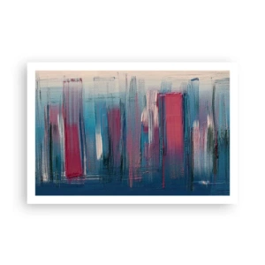 Poster - Composizione verticale in blu e rosso - 91x61 cm