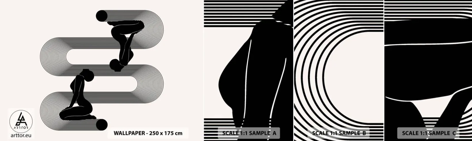 Campione Di Fotomurale Standard Eco - Simmetria sensuale - Donne, Linee, Meditazione - 100x30 cm