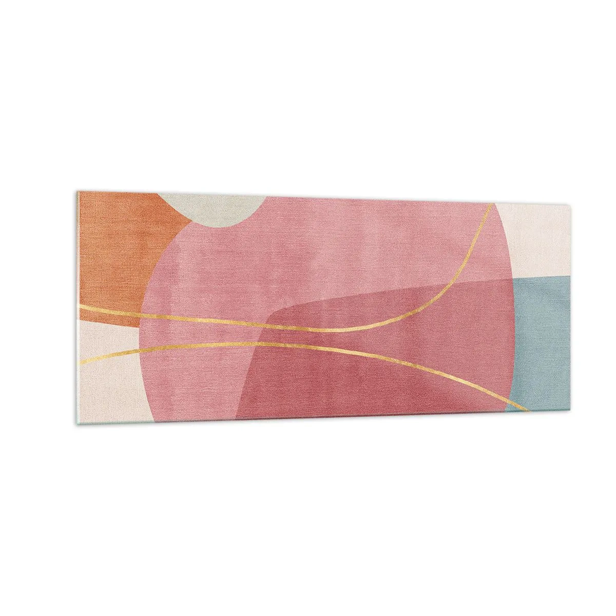 Quadro su vetro - Composizione pastello con filo dorato - 100x40 cm