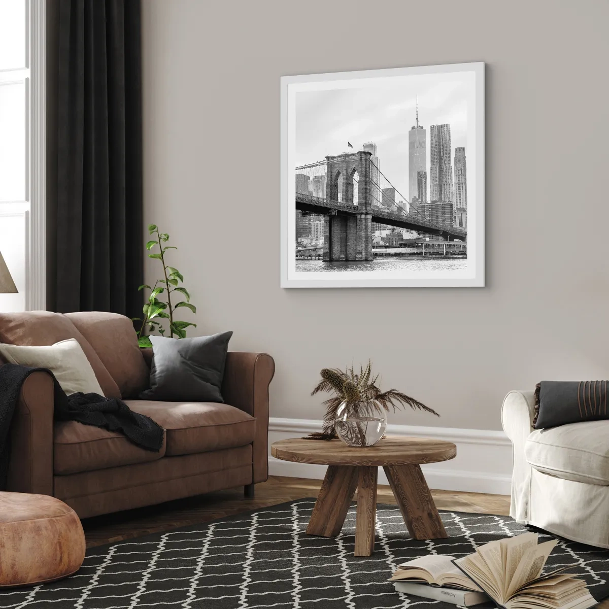 Poster in cornice bianca - Atmosfera di New York - 40x40 cm