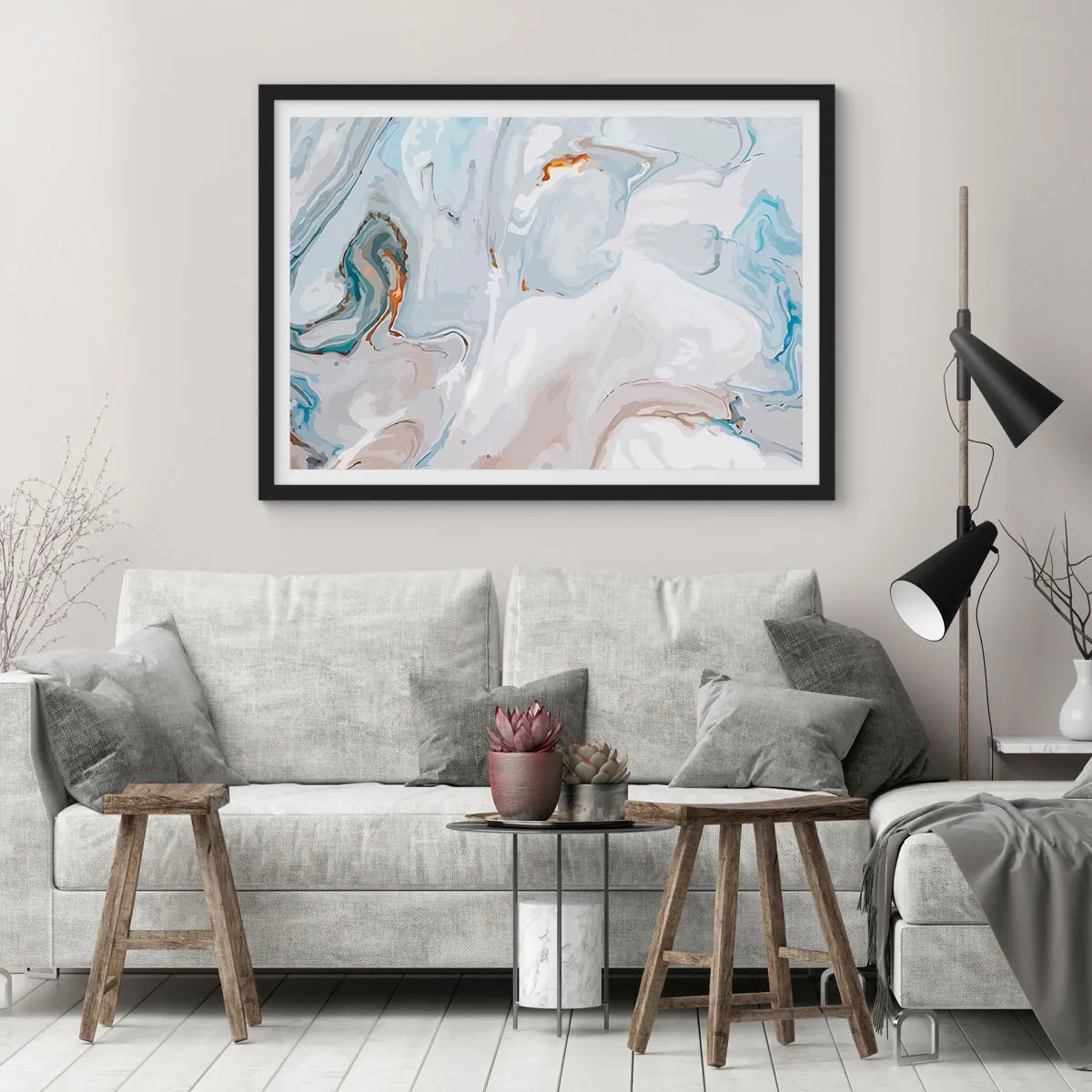 Poster in cornice nera - Bianchi sovrapposti - 50x40 cm