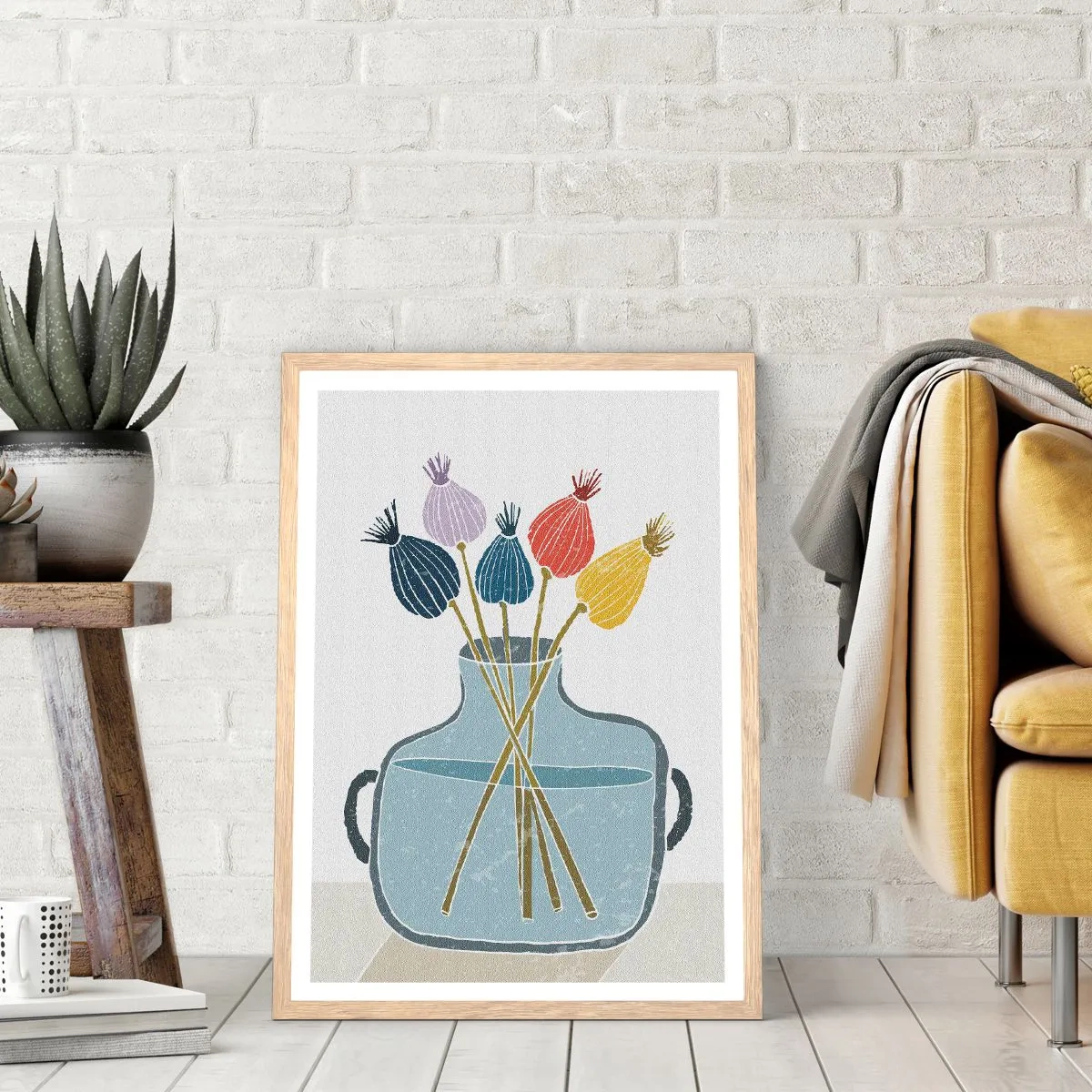 Poster in cornice rovere chiaro - Il silenzio dei papaveri - 50x70 cm