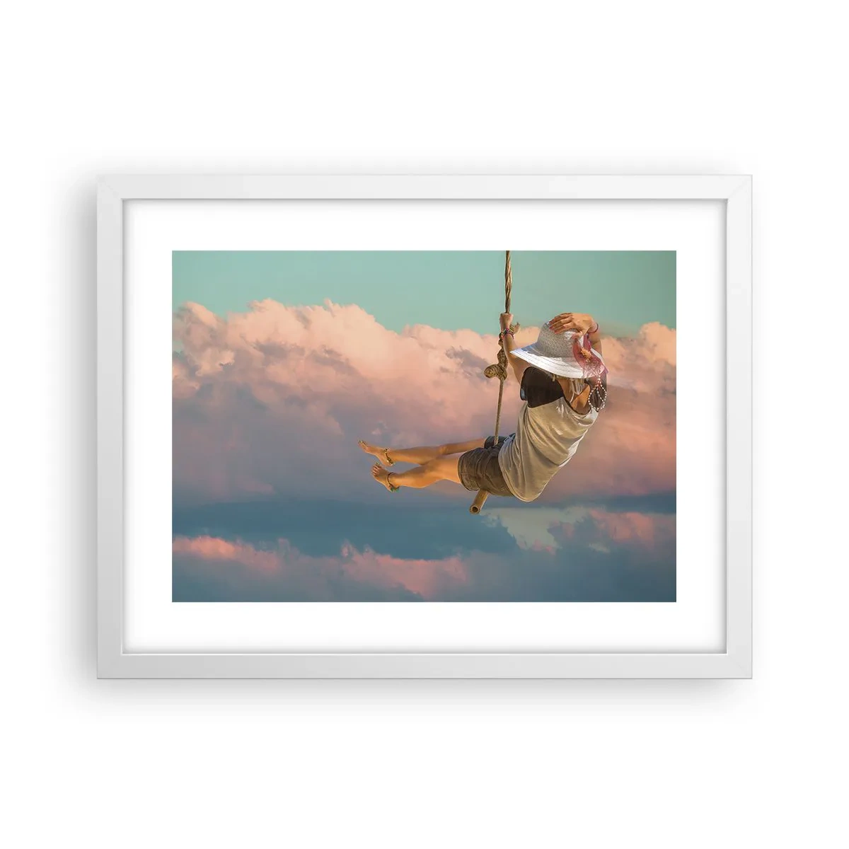 Poster in cornice bianca - Divertimento tra le nuvole - 40x30 cm