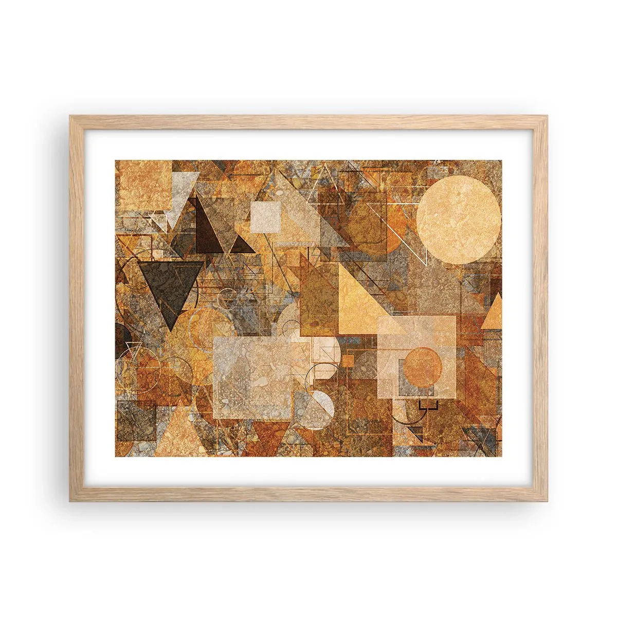 Poster in cornice rovere chiaro - Studio cubista in marrone - 50x40 cm