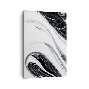 Quadro su tela - Stampe su Tela - Astrazione in bianco e nero con linee dinamiche e vortici - 50x70cm - L'unione degli opposti - Decorazione murale moderna per soggiorno e camera da letto ARTTOR