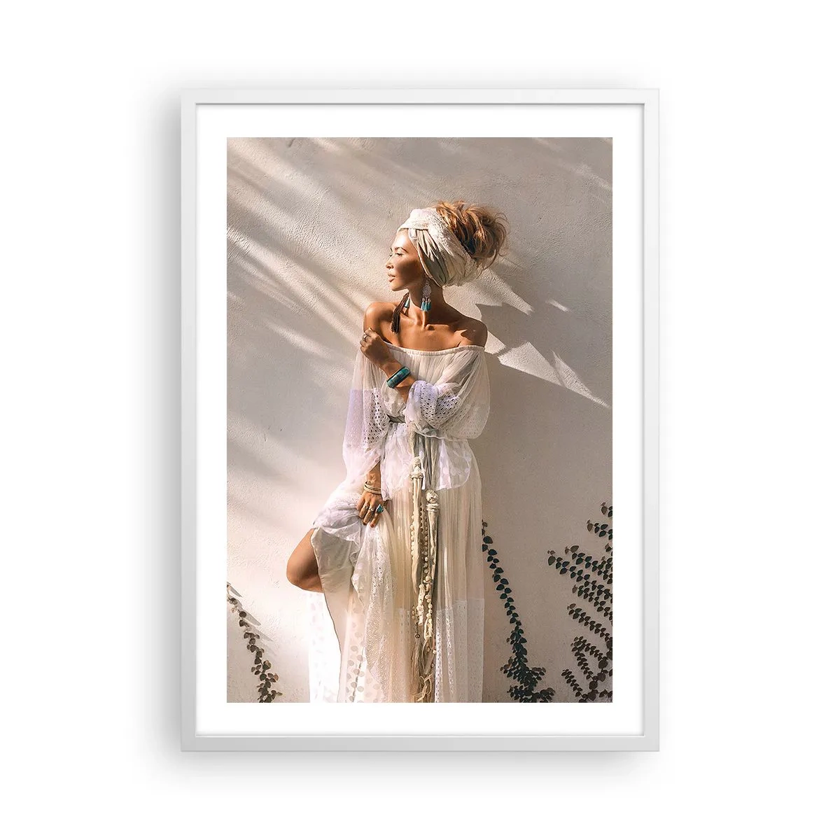 Poster in cornice bianca - Il sole e la ragazza - 50x70 cm