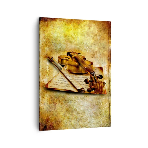 Quadro su tela - Stampe su Tela - Un violino con spartito su uno sfondo vintage dai toni caldi - 50x70cm - Ci vuole subito un virtuoso - Decorazione murale moderna per soggiorno e camera da letto ARTTOR
