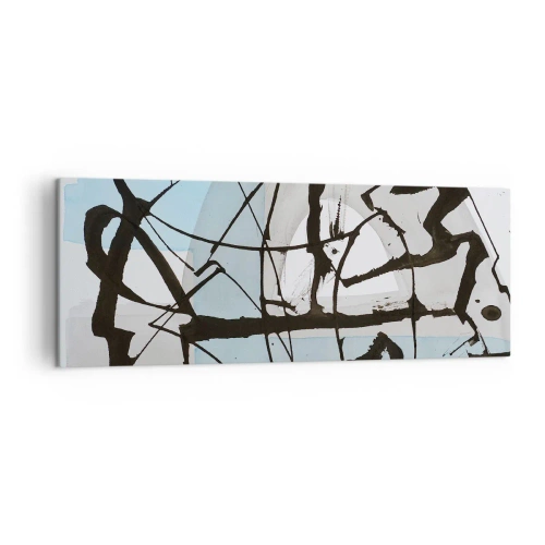 Quadro su tela - Stampe su Tela - Linee e forme astratte in blu e nero - 140x50cm - Blu nonostante tutto - Decorazione murale moderna per soggiorno e camera da letto ARTTOR