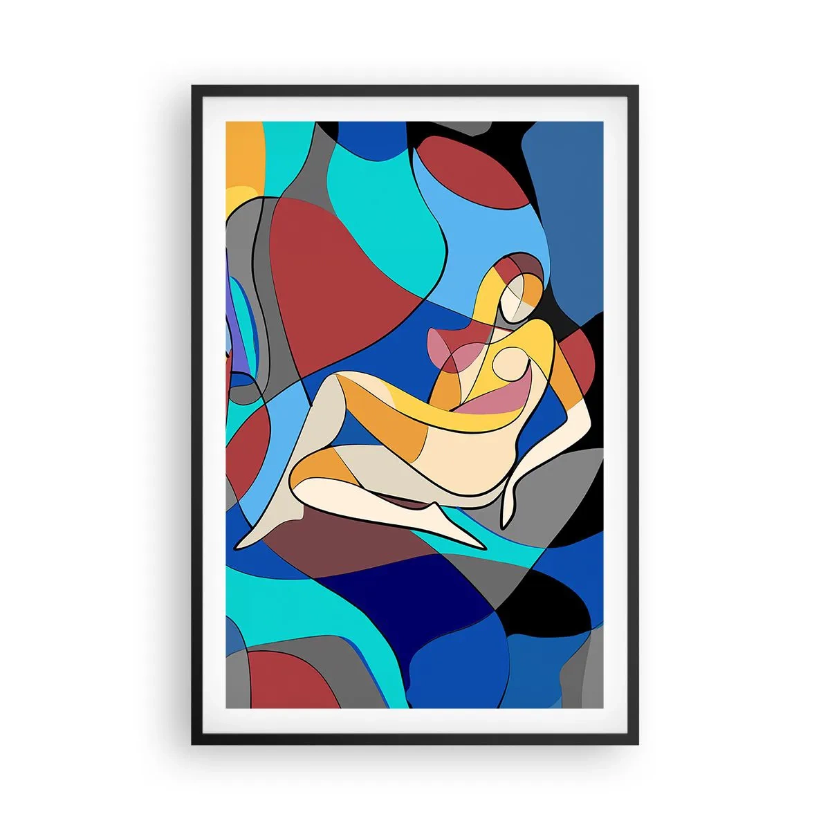 Poster in cornice nera - Nudo cubista - 61x91 cm