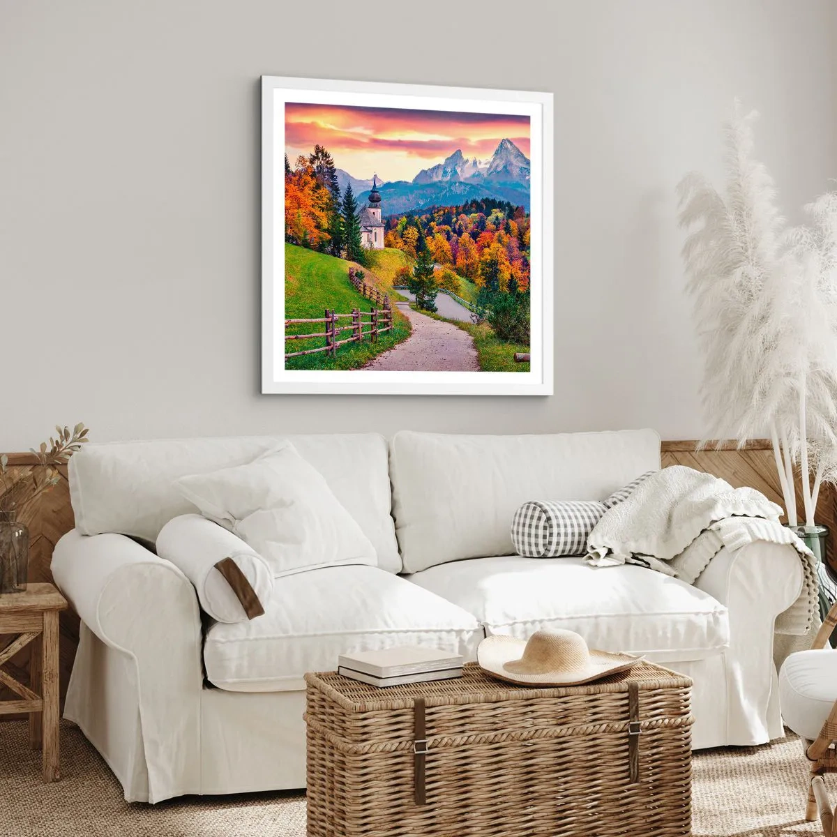 Poster in cornice bianca - Un paesaggio come dipinto - 60x60 cm