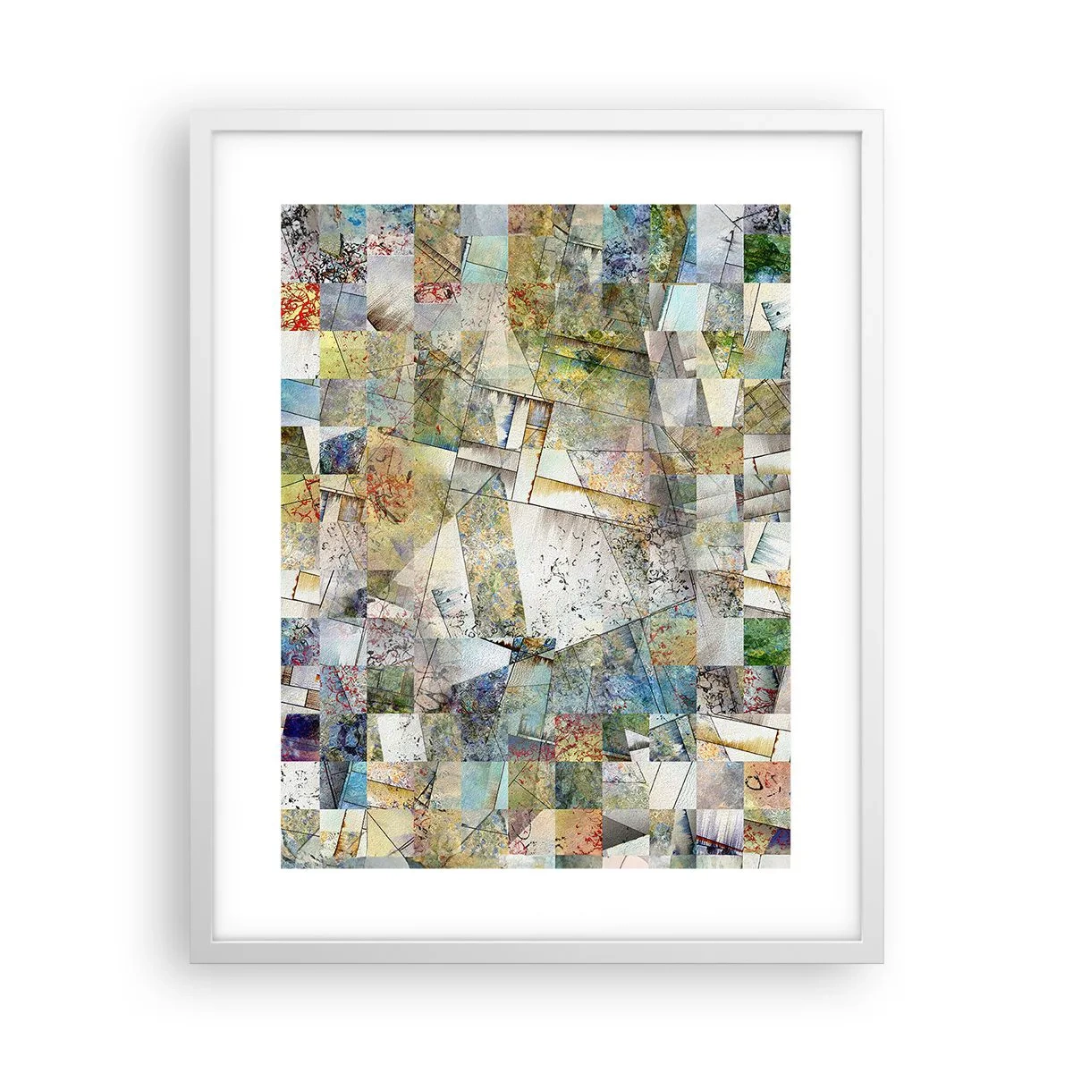 Poster in cornice bianca - Rimpasto geometrico - 40x50 cm