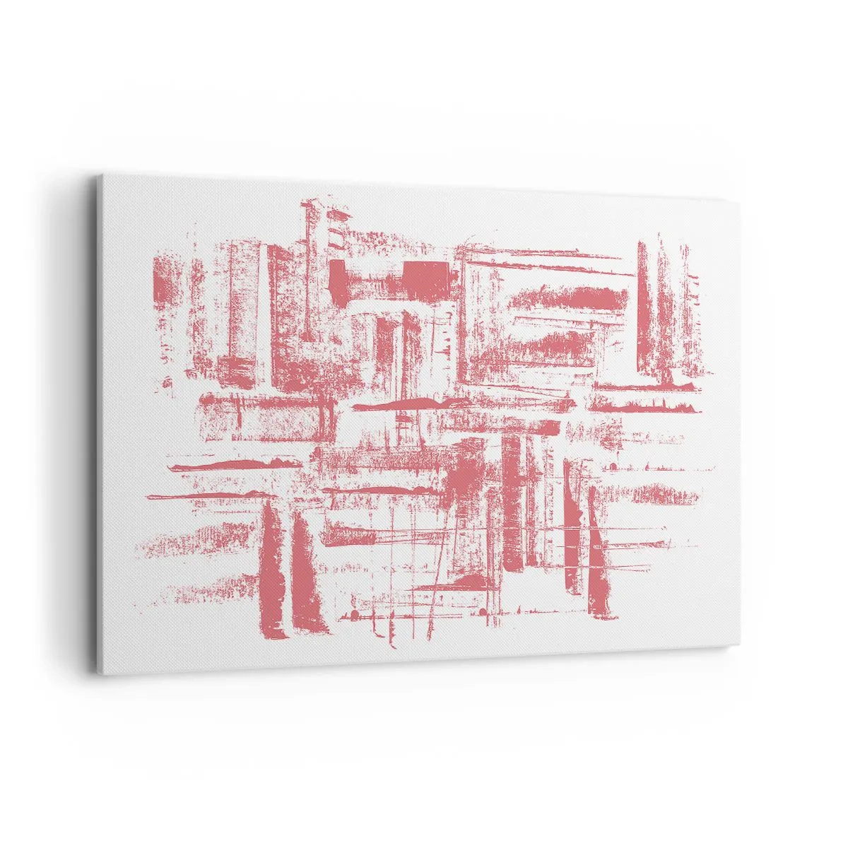 Quadro su tela - Stampe su Tela - Texture astratte rosa su sfondo bianco - 120x80cm - Città rossa - Decorazione murale moderna per soggiorno e camera da letto ARTTOR
