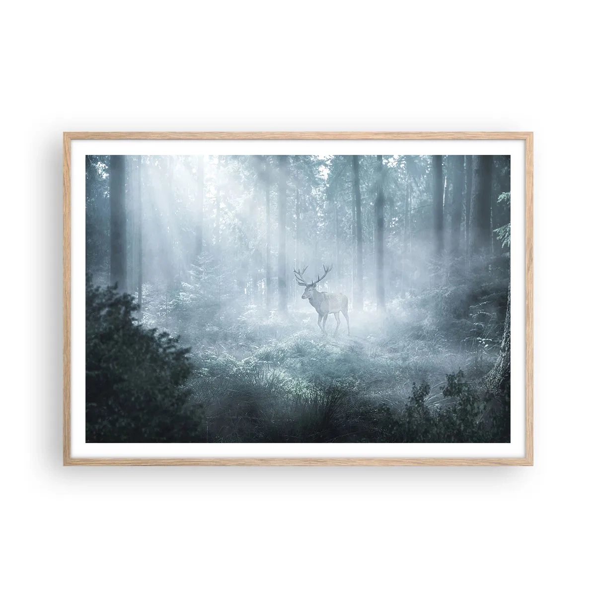 Poster in cornice rovere chiaro - Passeggiata mattutina sulle sue terre - 100x70 cm