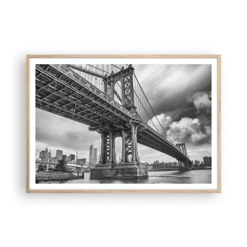 Poster in cornice rovere chiaro - Verso il cuore della città - 100x70 cm