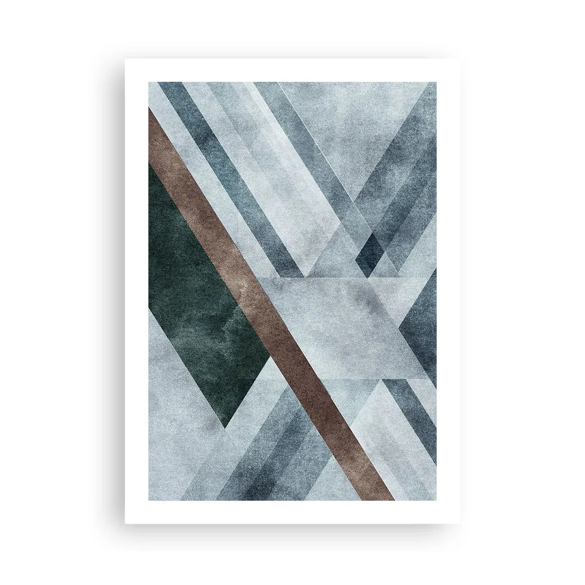 Poster - Composizione geometrica nei toni del blu e del marrone - 50x70cm - La ricercata eleganza della geometria - Decorazione murale moderna per soggiorno e camera da letto ARTTOR