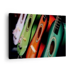 Quadro su tela - Stampe su Tela - Chitarre colorate in diverse tonalità disposte in fila - 70x50cm - La chitarra ha molti colori - Decorazione murale moderna per soggiorno e camera da letto ARTTOR