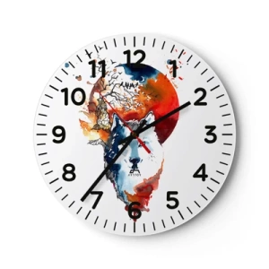 Orologio da parete - Orologio in Vetro - Naso a naso con la notte - 30x30 cm