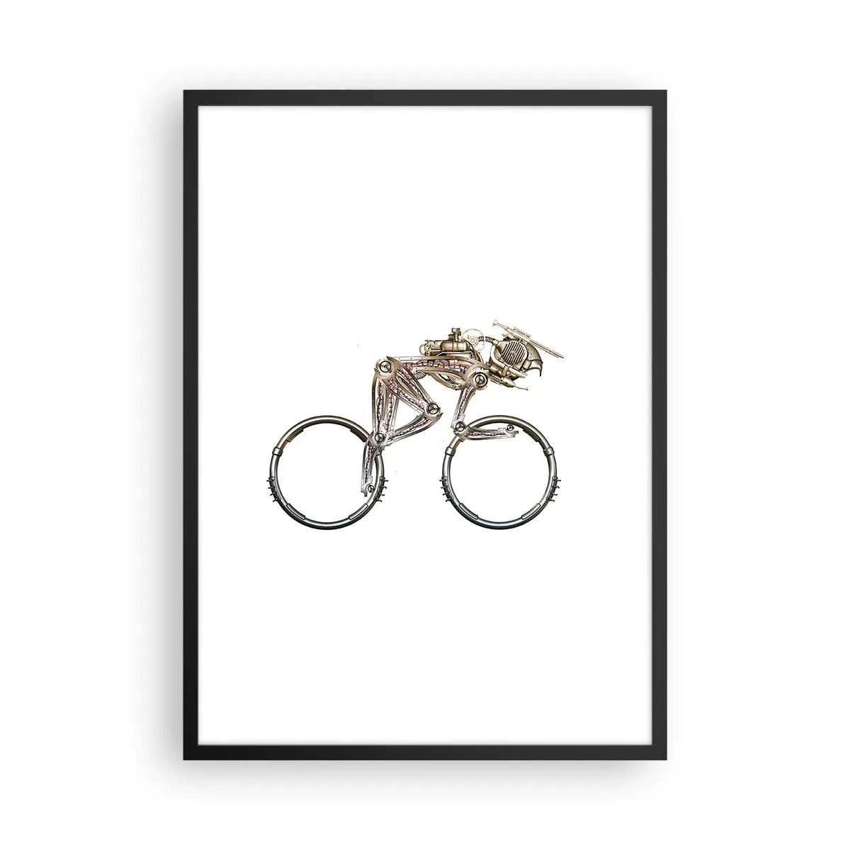 Poster in cornice nera - Una bicicletta fatta di parti metalliche - 50x70cm - Macchina perfetta - Decorazione murale moderna per soggiorno e camera da letto ARTTOR