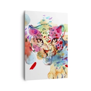 Quadro su tela - Stampe su Tela - Ritratto astratto di un leopardo dai colori intensi - 70x100cm - La bella e la bestia - Decorazione murale moderna per soggiorno e camera da letto ARTTOR