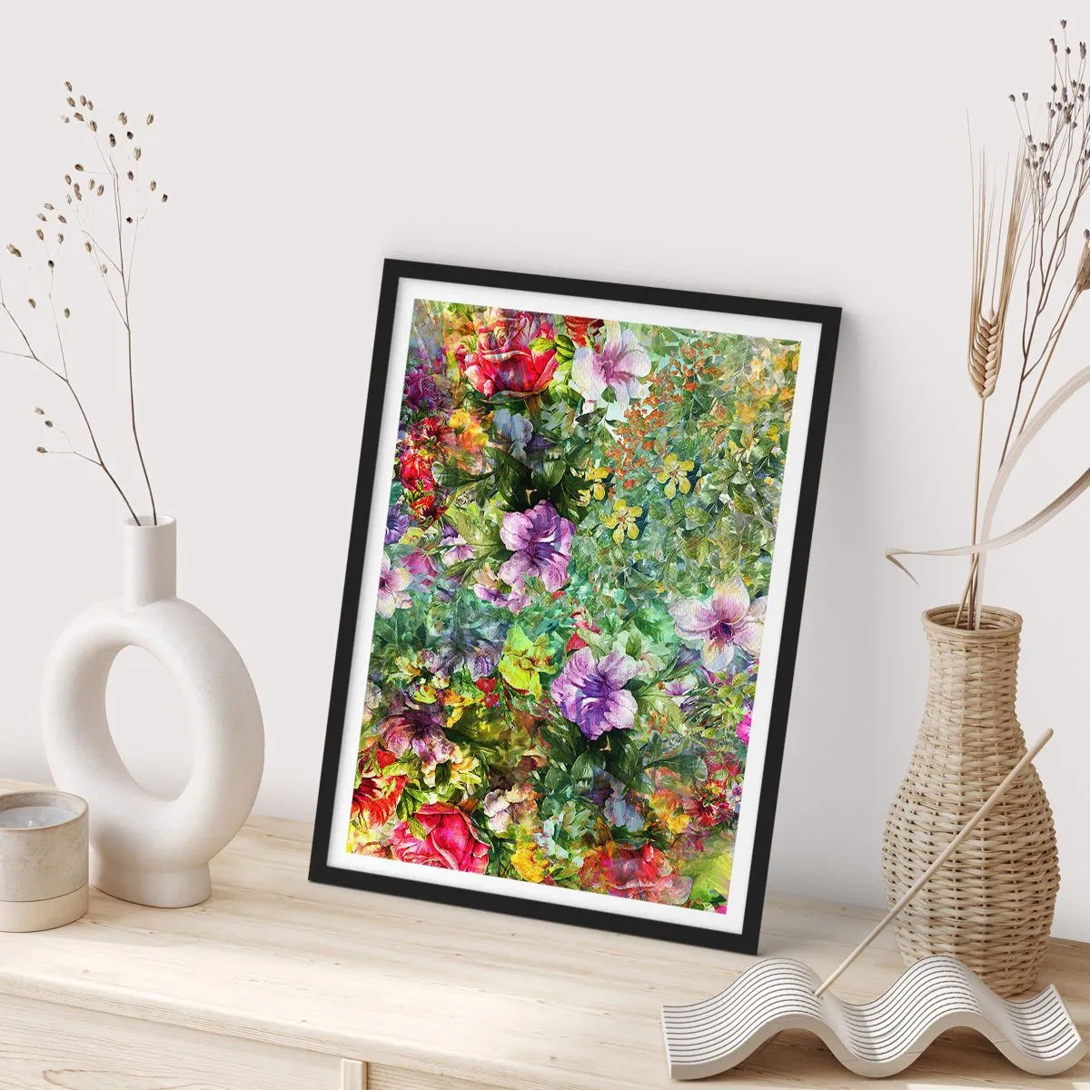 Poster in cornice nera - Perdersi nei fiori - 50x70 cm