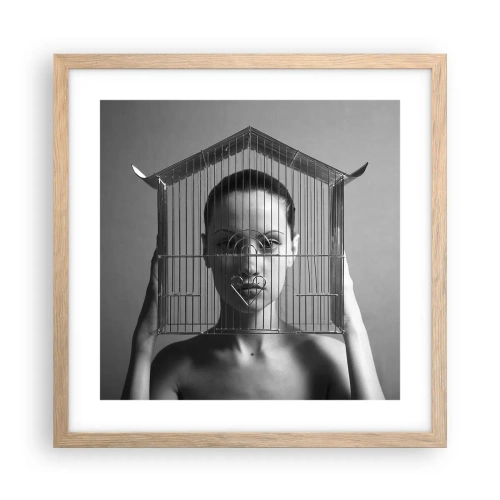 Poster in cornice rovere chiaro - Ritratto un po' surreale - 40x40 cm